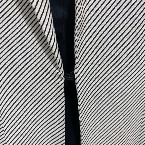 Taiga Paris Black Beige Striped Viscose Blazer Jacket - Picture 3 of 6